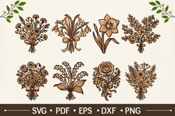 Download 8 Flower Arrangement Laser Cut Designs - Laser cut designs Collection
