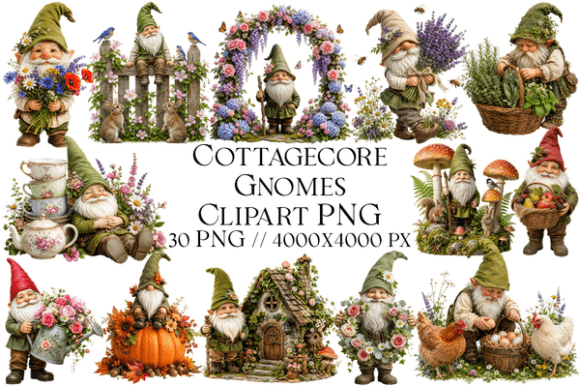 Download Cottagecore Gnomes Clipart PNG - Premium Bundle