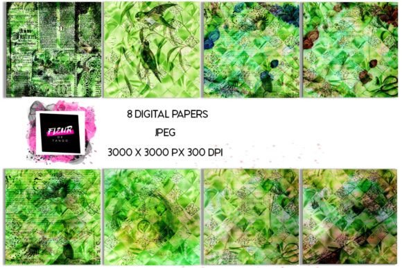 Download Green Digital Scrapbooking Papers Set - Digital scrapbooking papers Collection